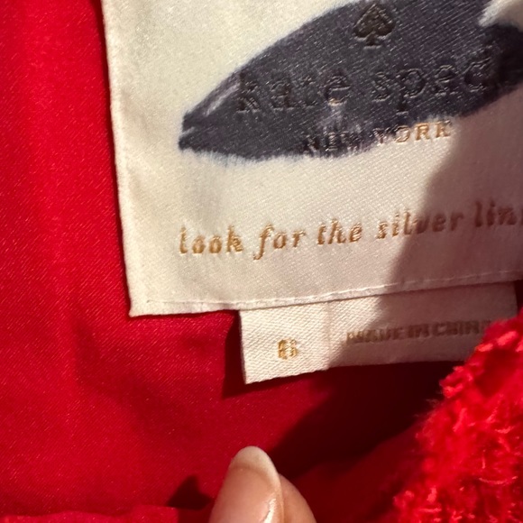 NWOT Kate Spade Size 6 Red tweed sleeveless flounce bottom dress - Picture 5 of 13